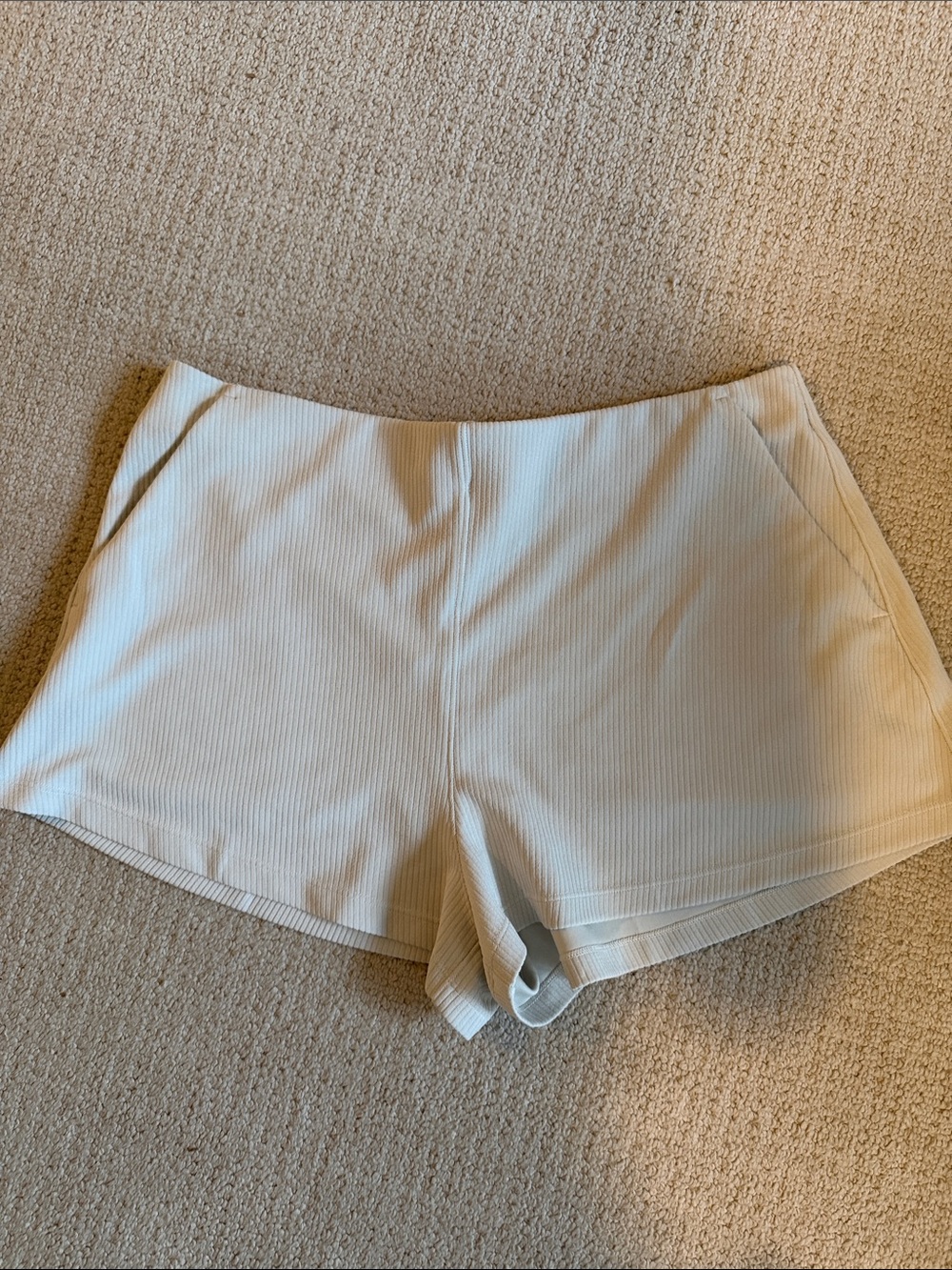 lululemon athletica Cream Ribbed High-Waist Shorts